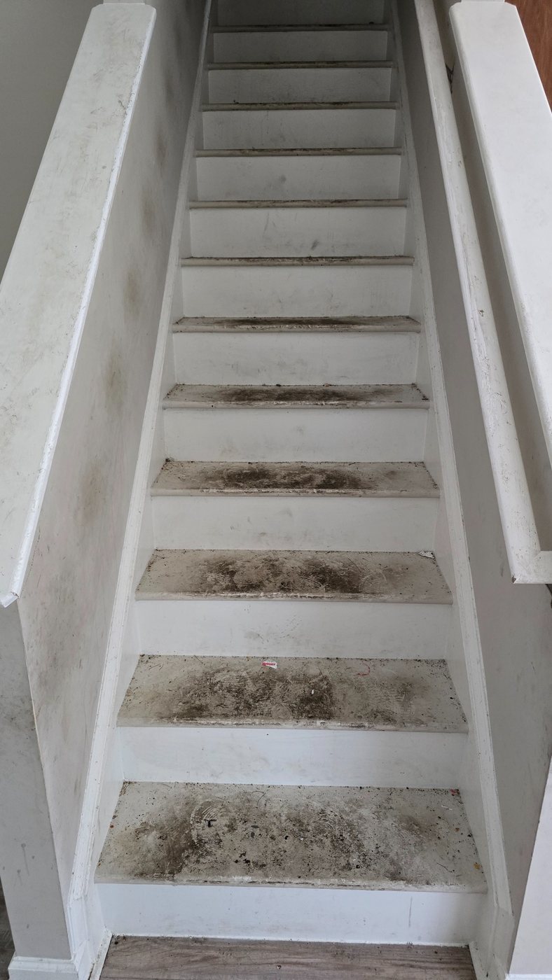 Before stair refinishing